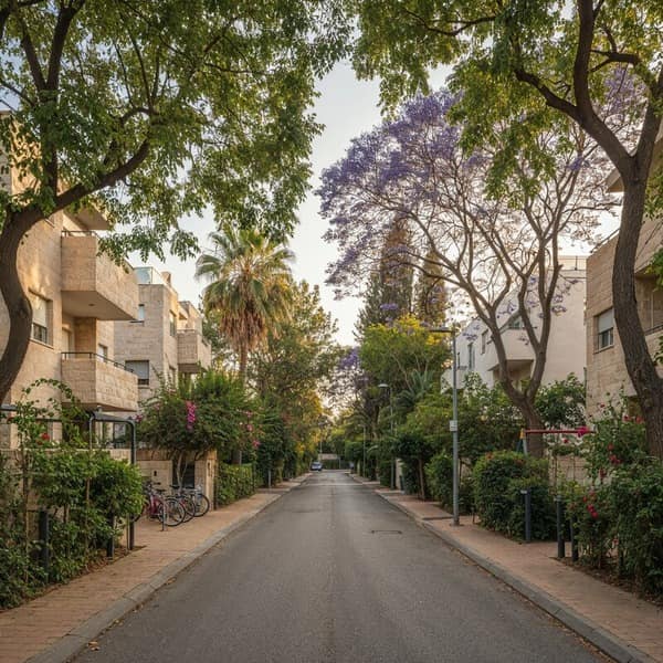 רחוב מגורים שקט ברעננה
